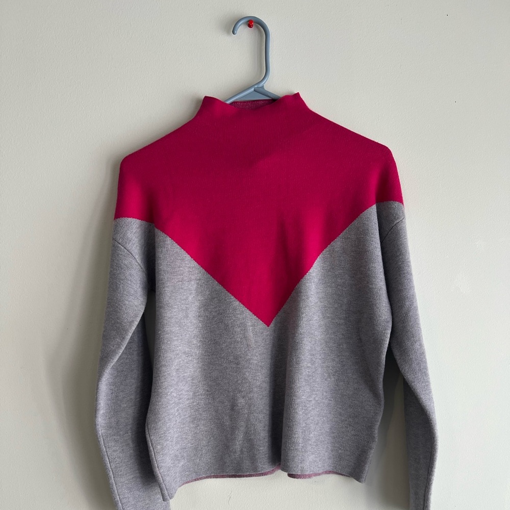Cynthia Rowley Pink and Gray Long Sleeve Top